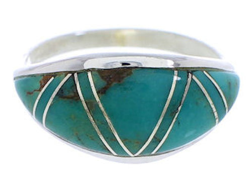 Sterling Silver Turquoise Inlay Ring Size 5-1/4 ZX36268